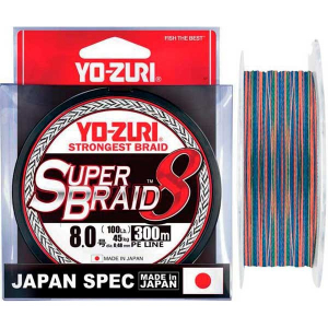 Шнур плетёный Yo-Zuri SUPER BRAID X8 #6 (300м ) Мультиколор